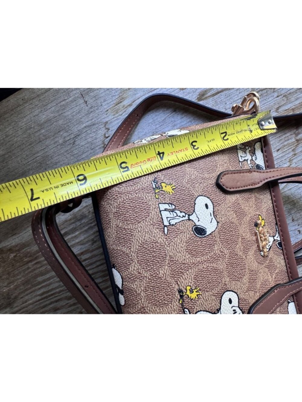 Coach Peanuts Snoopy Woodstock Mini Satchel Crossbody Signature Canvas Bag - Picture 12 of 13